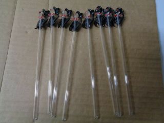 A Set Of 8 Vintage Clear Glass Cocktail Swizzle Stick