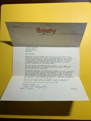 Bigsby Electric Guitars Downey Ca 1953 Letter Signed Paul A Bigsby,  2 Items