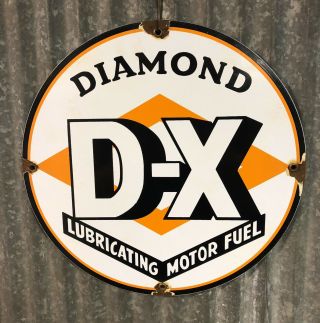 D - X Gasoline Porcelain Sign Vintage Motor Fuel Petroleum Gas Pump Plate