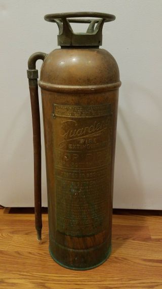 Antique Pyrene Guardene Copper Fire Extinguisher Great Shape