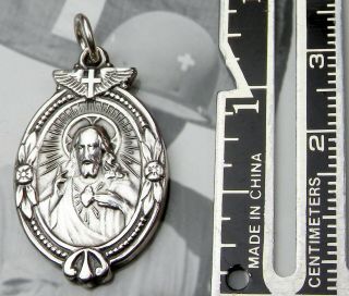 Vintage Wwii Chaplin’s Sterling Catholic Miraculous Medal Scapular Cross Medal