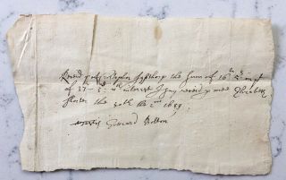 Antique 17th Century Promisor Promissory Note Interest Receipt Manuscript 1689