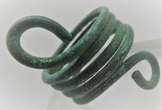 Circa 100bc - 100ad Ancient Roman Spiralled Bronze Snake Ring Wearable