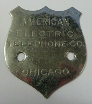 Vtg Antique American Electric Telephone Co Metal Face Plate Tag Advertising