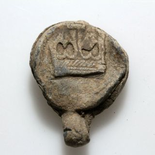 Circa 1800 - 1900 Ad King Lead Seal With A Crown And Latin Letters