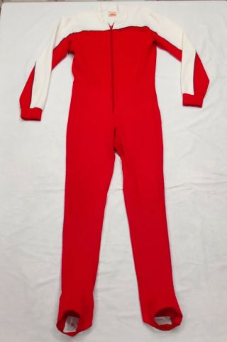 Vtg 60s 70s Sunbuster Ski Suit Race Jumpsuit Red Stretchy Stretch Tight S Or M