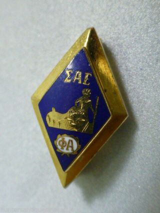 Vintage G.  F.  Sigma Alpha Epsilon Fraternity Badge - Blue Enamel