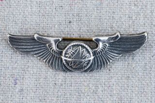 Vintage Wwii Sterling Silver 2” Aviation Navigator Wings Pin Military Badge Ww2