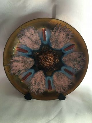 Mid - Century Enamel On Copper Art Plate Signed Edward Stu