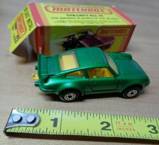 Vintage 1979 Lesney Matchbox PORSCHE 911 TURBO Green Sports Car 3 England w/Box 2