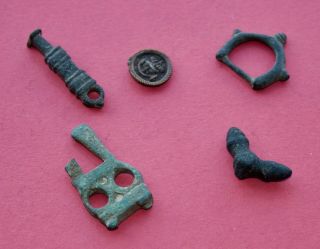 Group Metal Detecting Finds - Roman Sword Pendant/votive Medieval Buckle Button.