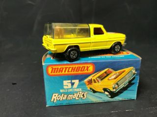 Matchbox Rola - Matics Yellow Wild Life Truck 57 w/ Box Lesney England NOS 3