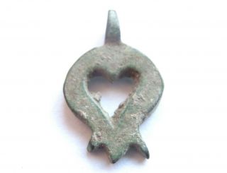 Very Cute Roman Period Ancient Bronze Amulet / Pendant Heart Shape - Wearable