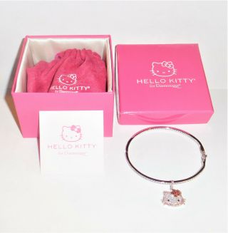 Rare Hello Kitty Sanrio Qvc Sterling Silver Cz Diamonique Bangle Bracelet