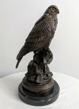 Early 20th C.  Bronze Sculpture Of A Hawk