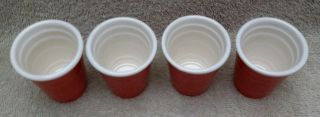 Mini Red Solo Cup Glass Shot Glasses 4 Set NIB 3