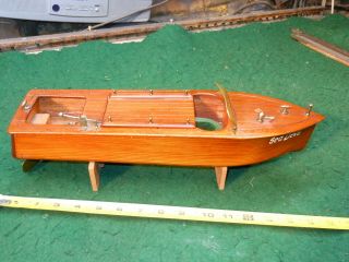 Vintage ITO SEA DEVIL Japan Battery Operated Wooden Chris Craft Boat Restore 3