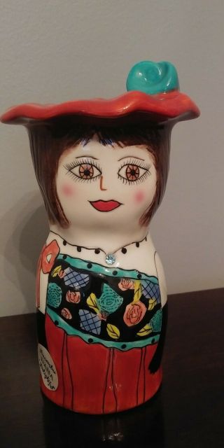 Delightful Dana December Susan Paley Ganz Bella Casa Ceramic Lady Head Vase 5 "