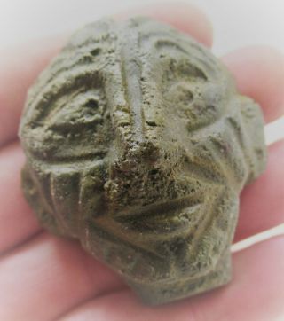 European Finds Ancient Roman Bronze Statue Fragment Crude Male Head