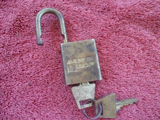 Vintage Us Military Brass Padlock With 2 Keys - American Lock Co.