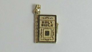 Estate Solid 14k Yellow Gold Charm Holy Bible Charm 6 Page Lord 