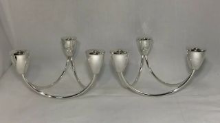 2 Mid Century Modern Duchin Sterling Silver Weighted Candelabras Candle Holders