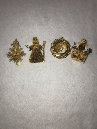 Danbury Set Of 4 Gold Plated Ornaments