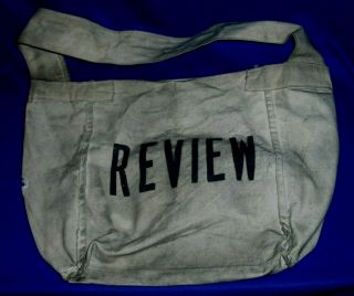 Alliance Ohio Review Canvas Newspaper Carrier Bag C1930s - 1950s Paperboy Delivery