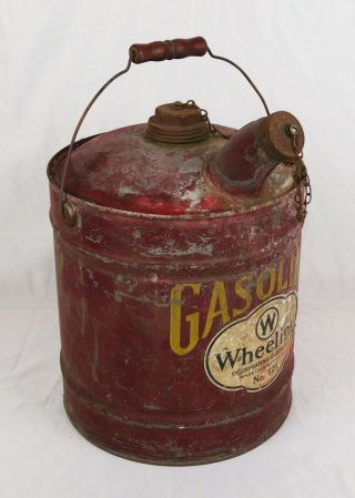 Vintage Wheeling Corrugating Company Metal Gas Can 5 Gallon 50 