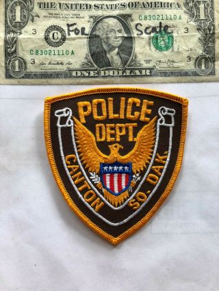 Very Rare Canton South Dakota Police Patch Un - Sewn In Great Shape