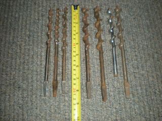 7 Vtg Antique Auger Bits Wood Brace Bit Hand Drill