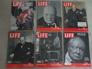 Winston Churchill: Six Life Magazines With Wsc Covers.  1940 - 65 V.  Good