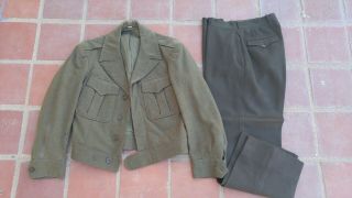 Ww2 Us Army Enlisted Ike Jacket Large Sz 36l With Trousers