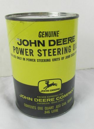 Vintage John Deere One Quart Power Sterring Oil Can Farm Tractor Full