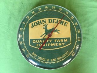 Vintage John Deere Quality Farm Equipment Thermometer Sign Barn Man Cave Tractor