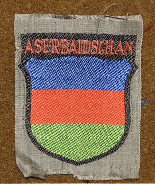 Wwii German Army Aserbaidschan Foreign Volunteer Bevo Woven Sleeve Shield