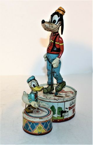 Vintage 1946 Marx Walt Disney Donald Duck & Goofy Duet Tin Litho Windup Toy