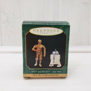 1997 Hallmark Star Wars C - 3po And R2 - D2 Miniature Ornaments Set Qx164141