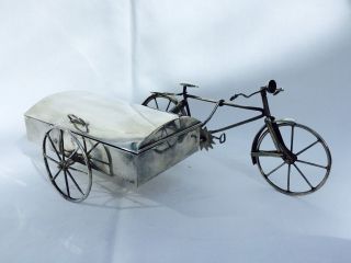 Novelty Solid Silver Mid Century Bicyle With Trinket Box Mexican J Gratacos 1940
