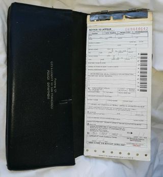 Vintage Leather San Francisco Police Dept.  Ticket Book Holder With Papers