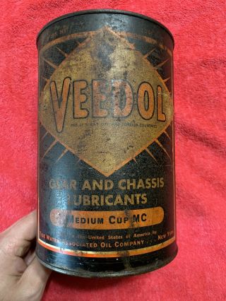 Vintage Veedol Gear Chassis Lubricant Tide Water Oil 5 Lb Grease Can