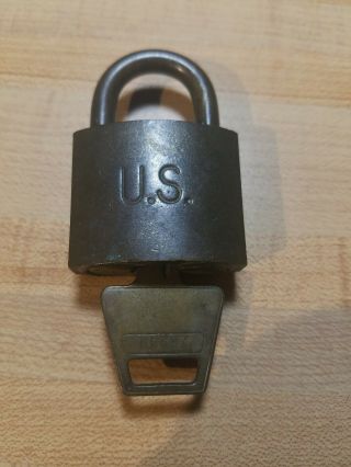 Vintage American Lock Company U S Military Postal Padlock With Key