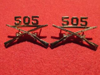Us Army Infantry Officers Crossed Rifles Pair Matched 505th Airborne