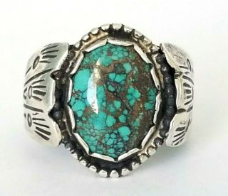 Old Pawn Spiderweb Turquoise Vintage Navajo Sterling Silver Men 