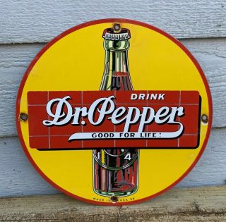 Old 1939 Dr Pepper Porcelain Gas Soda Beverage Drink Dew Coca Cola Bottles Sign