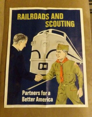 Boy Scout Poster Railroads And Scouting Partners For A Better America 22 " X 17 "