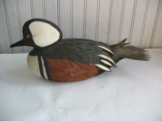 Hooded Merganser Duck Hunting Decoy Wood Decoy Carved By Cecil Shine 3 1988
