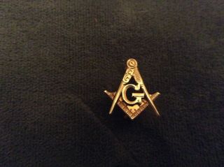 Vintage 14k Gold Masonic Tie Tack Lapel Pin