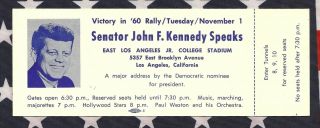 John F.  Kennedy Jfk Political Campaign Democratic La California Ca Ticket