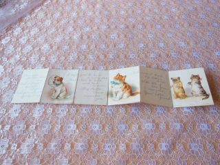 Victorian Christmas Card/six Panels/pet Cats And Dogs/ernest Nister